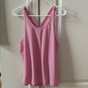 Nike Pink and White Striped Tank Top